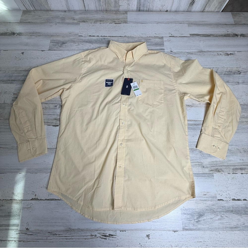 Izod Men's Button Down Golden Cream Shirt Size Large
